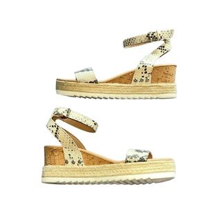 Steve Madden Cream Snake-Print Platform Espadrille Sandals